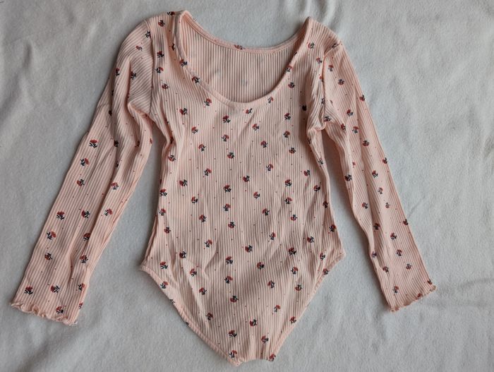 Body côtelé rose motif petites fleurs - 4A - Tape à l'Oeil - photo numéro 5