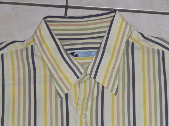 chemise manche courte jaune pâle rayé Mise au Green taille XL - photo numéro 4