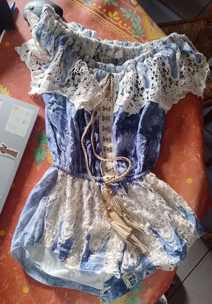 Combishort bleue et blanche - photo numéro 2