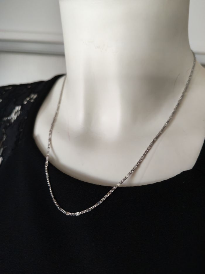 Chaîne fine maille altérnée argentée - photo numéro 1
