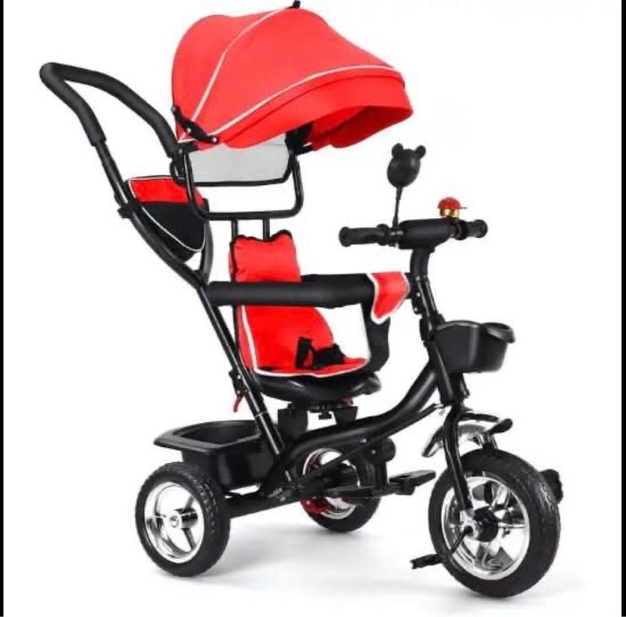 Vélo Tricycle Pare-Soleil Pliable Canne Amovible Rouge pour enfant