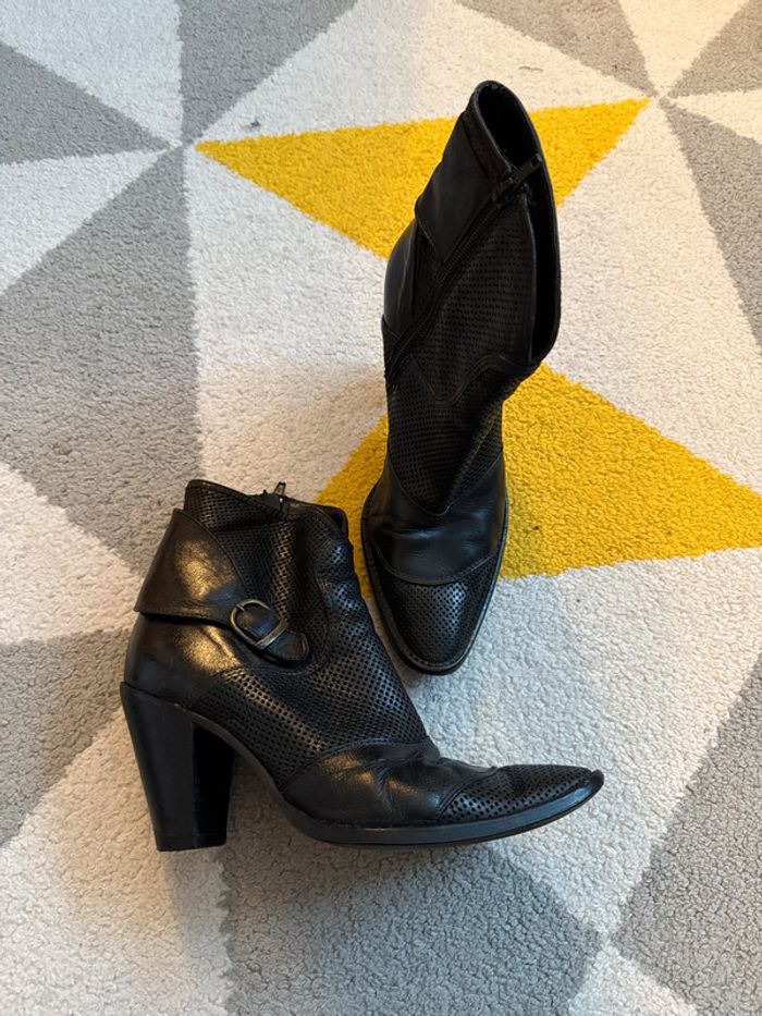 Bottines à talons en cuir Texto Taille 37 - photo numéro 3