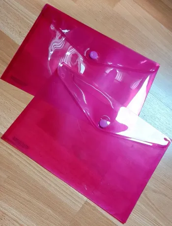 Lot de 2 pochette plastique rose transparente