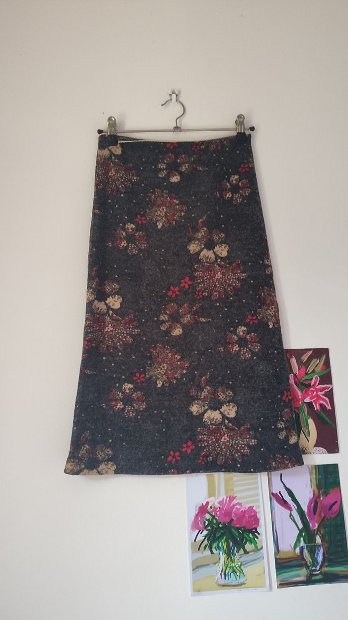 Jupe vintage fleur laine T34 - photo numéro 2