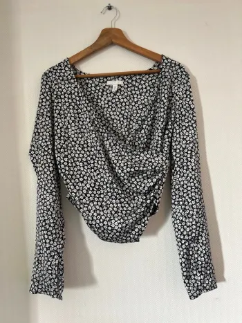 Top fleur à manche longue