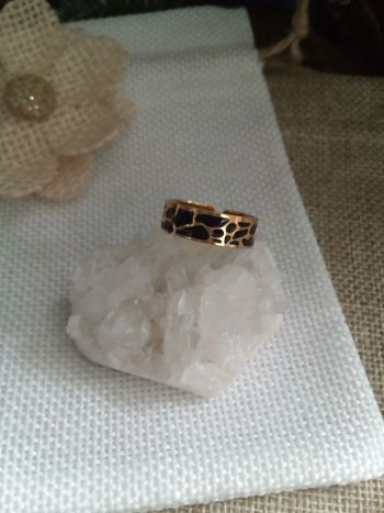 Bague en acier inoxydable doré et noir