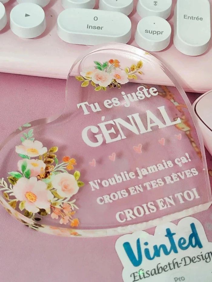Plaque cœur " Tu es juste Génial " - photo numéro 2