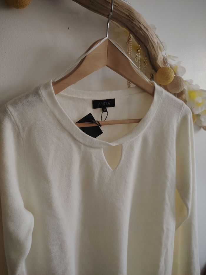 Pull blanc cassé, écru, doux - photo numéro 2
