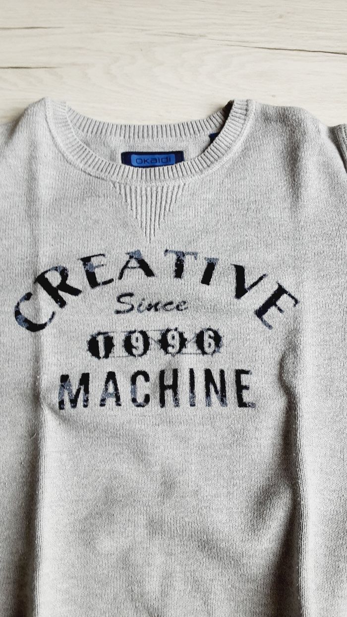 Vêtement garçon pull gris Okaïdi gris 8 ans - photo numéro 2