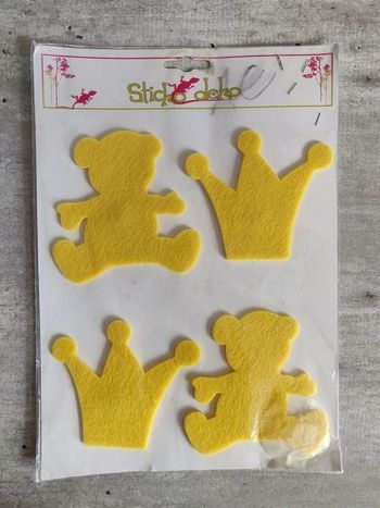 4 stickers feutrine jaune repositionnables