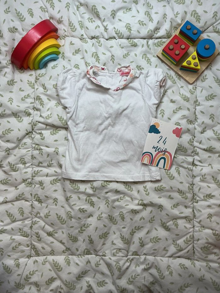 teeshirt manches courtes col polo blanc 23 mois tom et kiddy