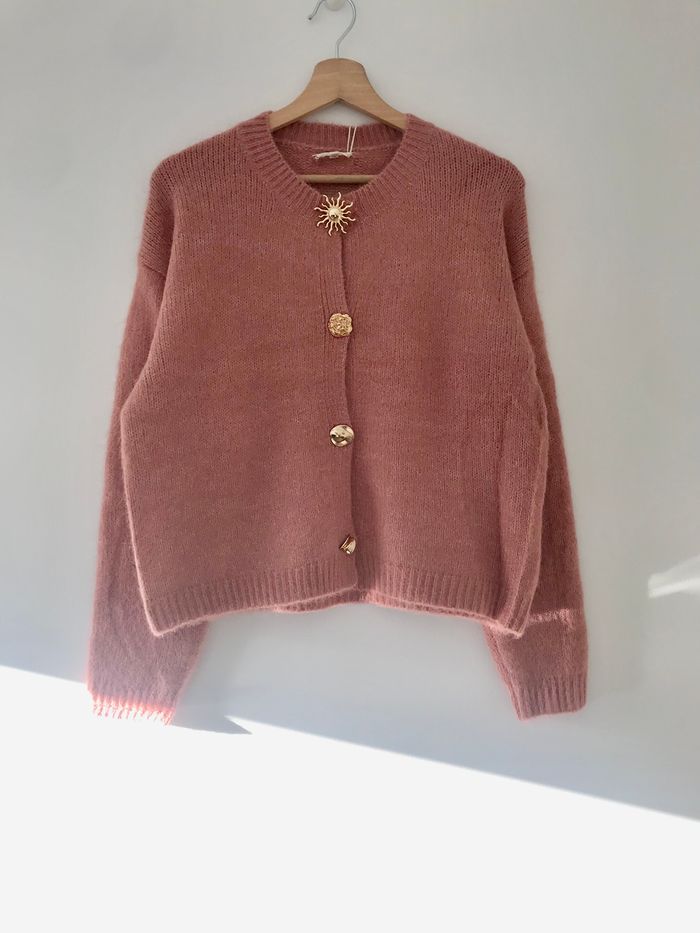 Gilet / cardigan Douce Terracotta/ Rouille ( rose poudre ) - photo numéro 3