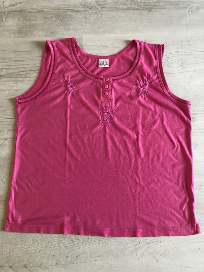 MM11- Débardeur brodé vieux rose T M (40/42) - photo numéro 3