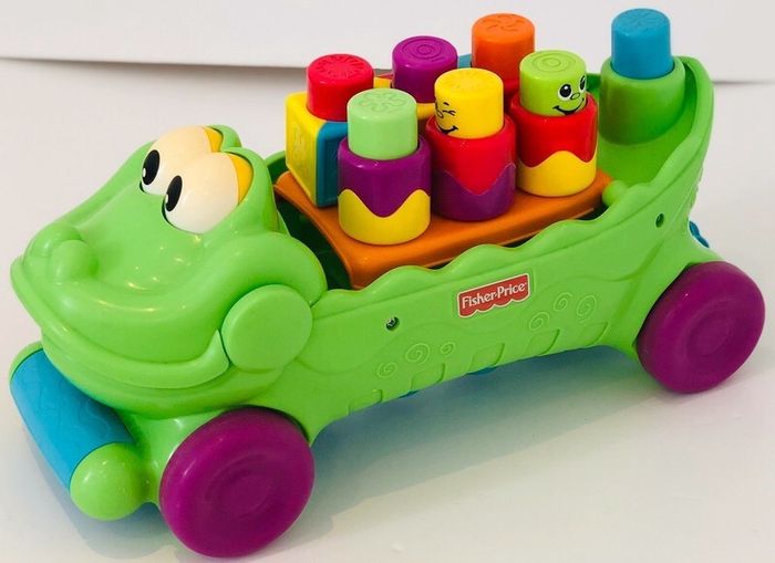 Fisher Price croco rigolo blocs formes à encastrer croco à tirer crocodile surprise blocks lot SOP77 - photo numéro 5