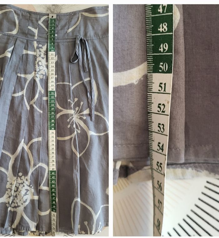 Esprit Jupe Plissée TFr38 -Gris & Crème - Impression Floral sur fond uni en TBE - photo numéro 7