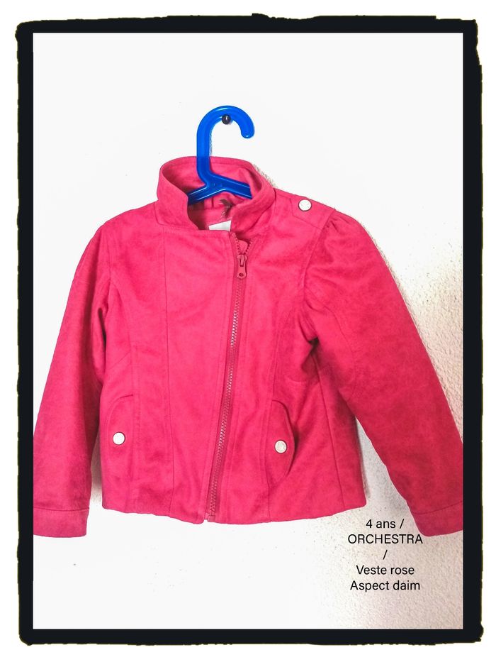 4 ans orchestra veste blouson rose style perfecto aspect daim toutes saisons /Excellent état
