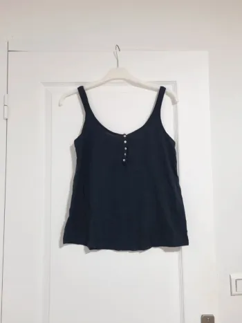 debardeur noir a boutons camaieu