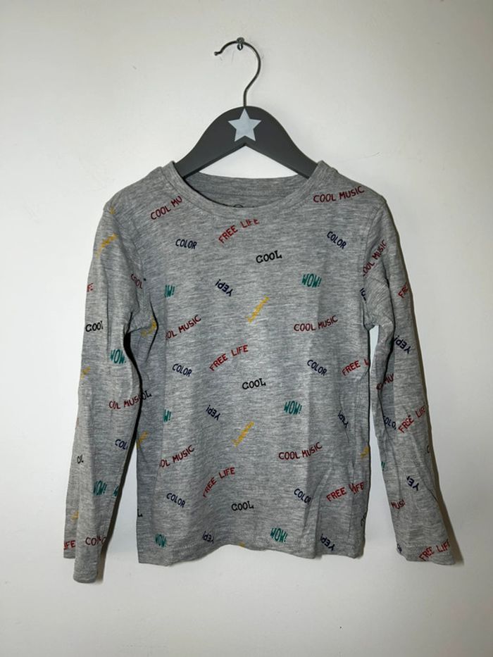 T-shirt manches longues gris imprimé - Essentiel - Taille 6 ans