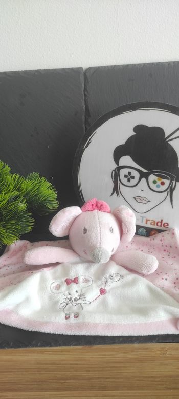 Doudou plat souris rose Simba Toys Nicotoy pois noeud coeur oiseau blanc ballon