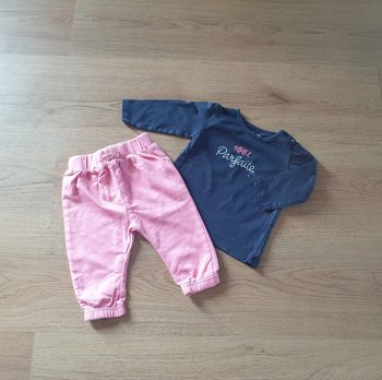 🩷 Ensemble tee-shirt ML bas de jogging 6 mois Pommette/Gémo #emyfleury_6moisfille