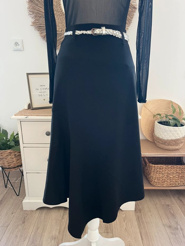 Jupe asymétrique noire mi longue taille 40/42 vintage - photo numéro 3