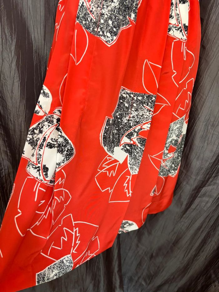 Belle robe d’été vintage vermillon imprimé graphique - photo numéro 3