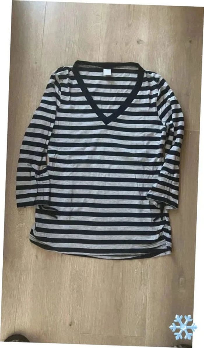 T-shirt manche trois quarts à rayures camaïeu