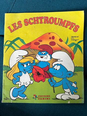 Album Panini complet ancien Les schtroumpfs bleus livre vignettes autocollants vintage