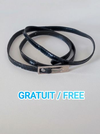 Ceinture fine noir boucle argent / Gratuit - Free