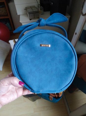 Sac bandoulière bleu et doré, avec noeud