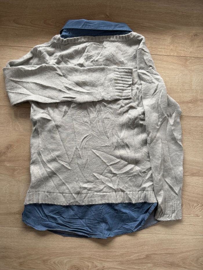 Pull 2-en-1 effet chemise en jean - Gris Chiné - Faded Glory - Taille M - photo numéro 3