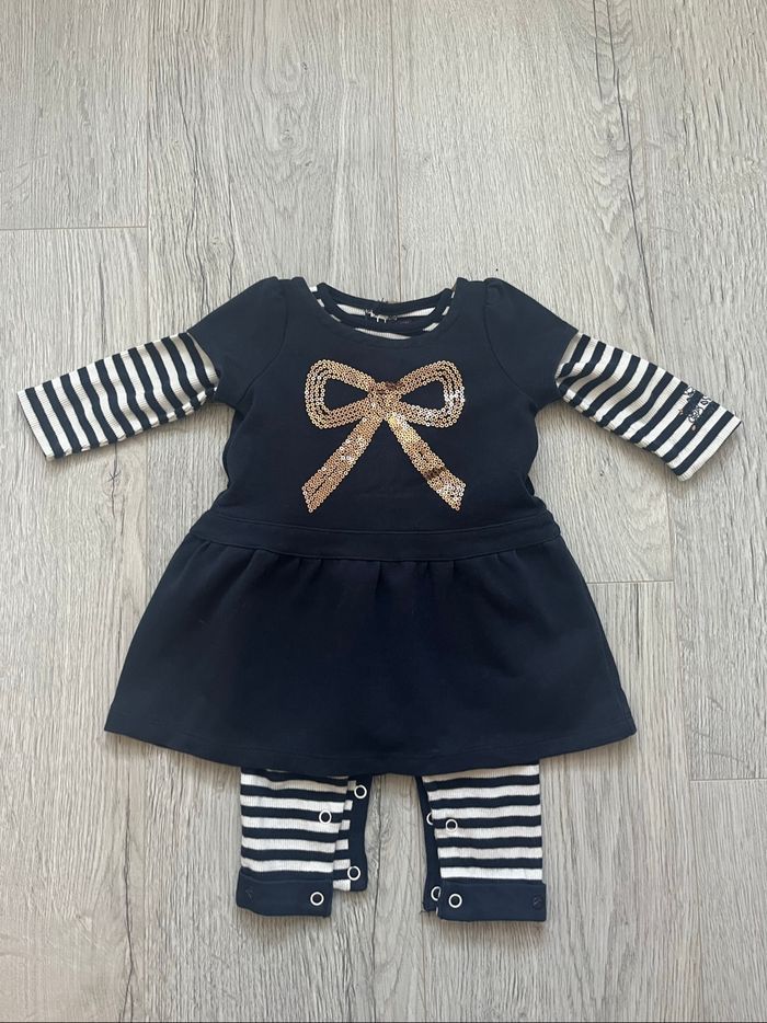 Ensemble fille Sergent Major – 3 mois / 60 cm (robe + grenouillère)