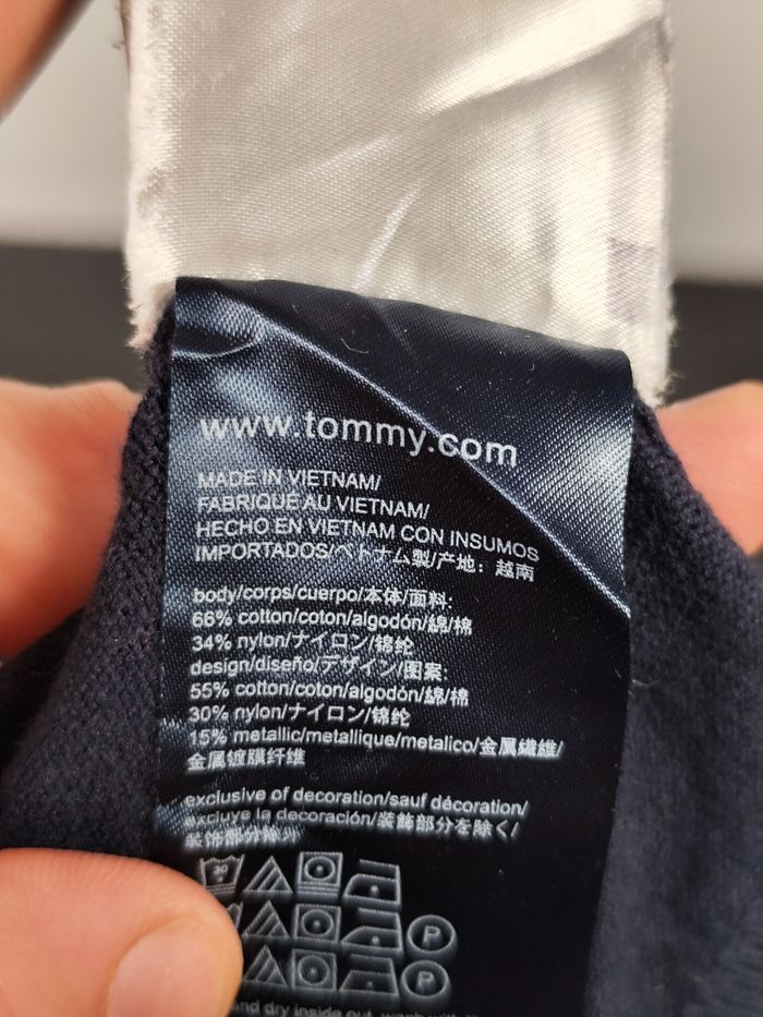 Pull col V marine à pois argenté - Tommy Hilfiger Taille S (US - Dimensions en photo) - photo numéro 10