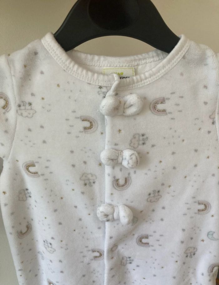 Pyjama une pièce fille velours blanc  TAO - photo numéro 3