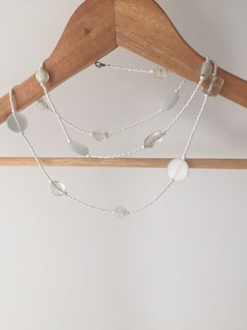 Collier sautoir perles blanches Robinsons may NEUF