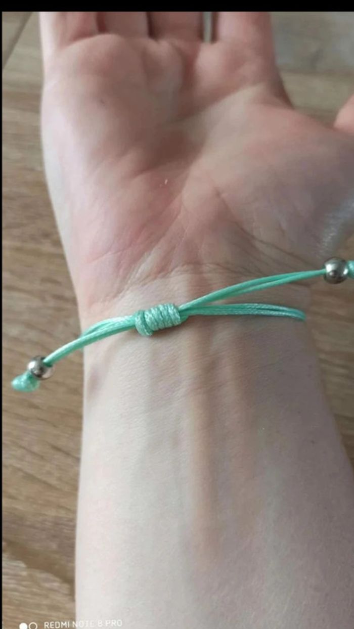 Bracelet lien vert argenté - photo numéro 5