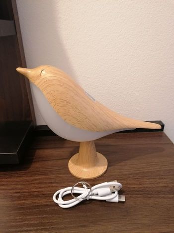 Veilleuse bois led tactil oiseau 3 modes