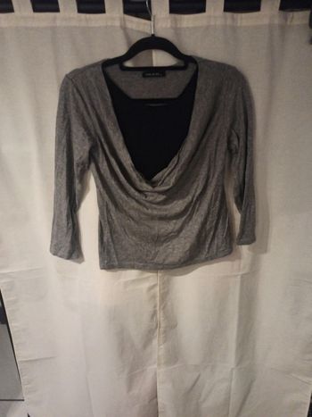 Pull fin gris et noir
