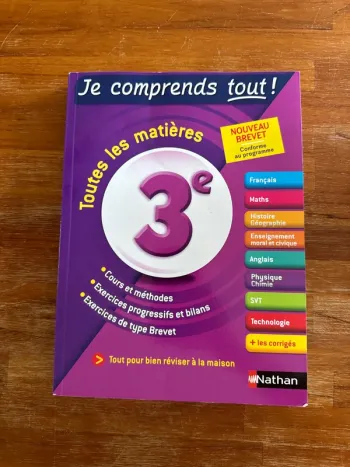 Livre, je comprends tout toutes les matières troisième