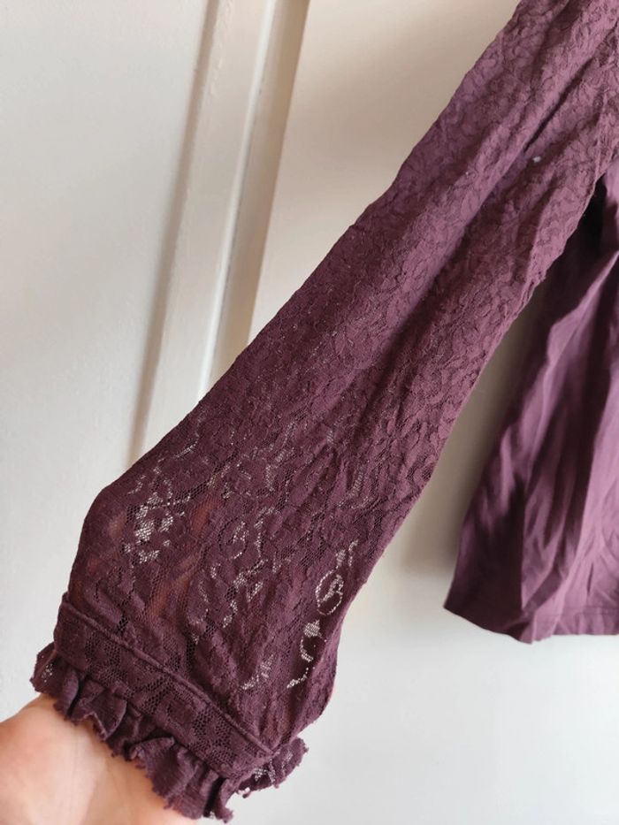 Chemise en coton longues manches en dentelle taille 38/40 les 3 suisses - photo numéro 4