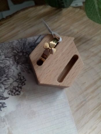 Lot de 3 bague fines formant une seule bague trèfle à 4 feuilles