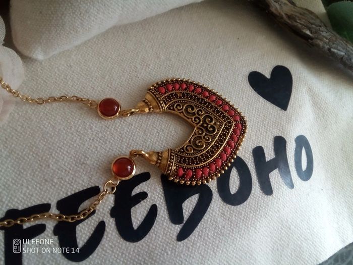 Collier oriental pierres de cornaline naturelles - photo numéro 3