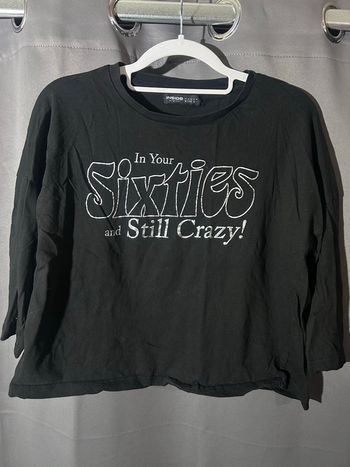 Teeshirt imprimé noir, manches longues, taille L