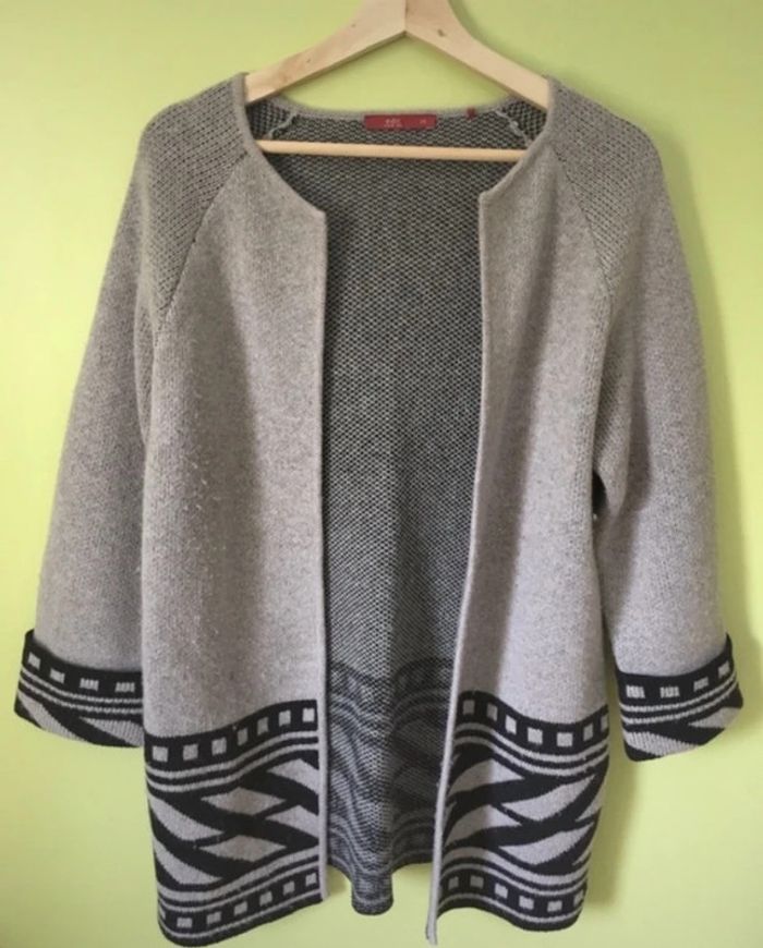 Magnifique gilet long esprit gris et noir