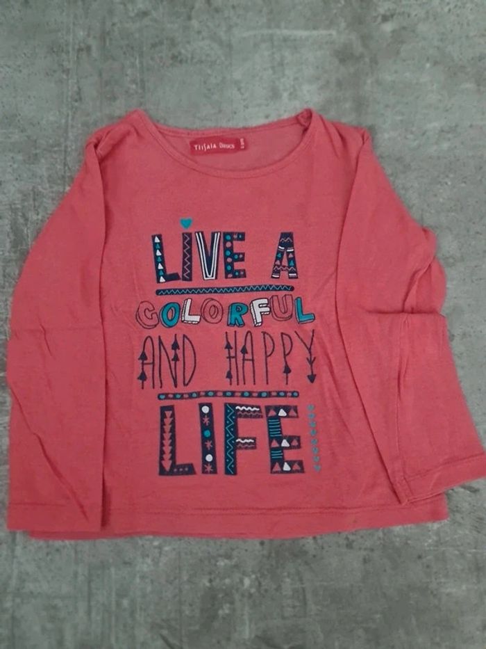 T shirt fille manches longues orange 4 ans tissaia