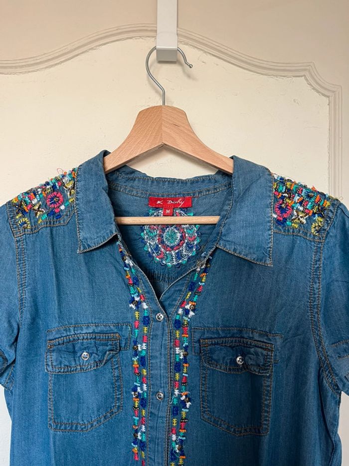 💎 Robe en jean fin René Derhy – Taille M – Perles & broderies 💎 - photo numéro 3