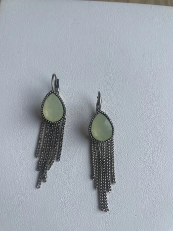 Boucles d’oreilles dormeuses Pierre verte céladon