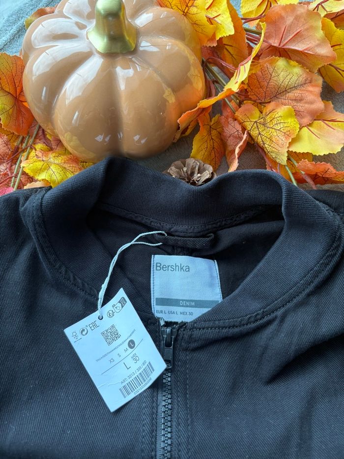 Veste en jeans bombers oversize noir Bershka – Neuf avec étiquette – Taille L - photo numéro 3