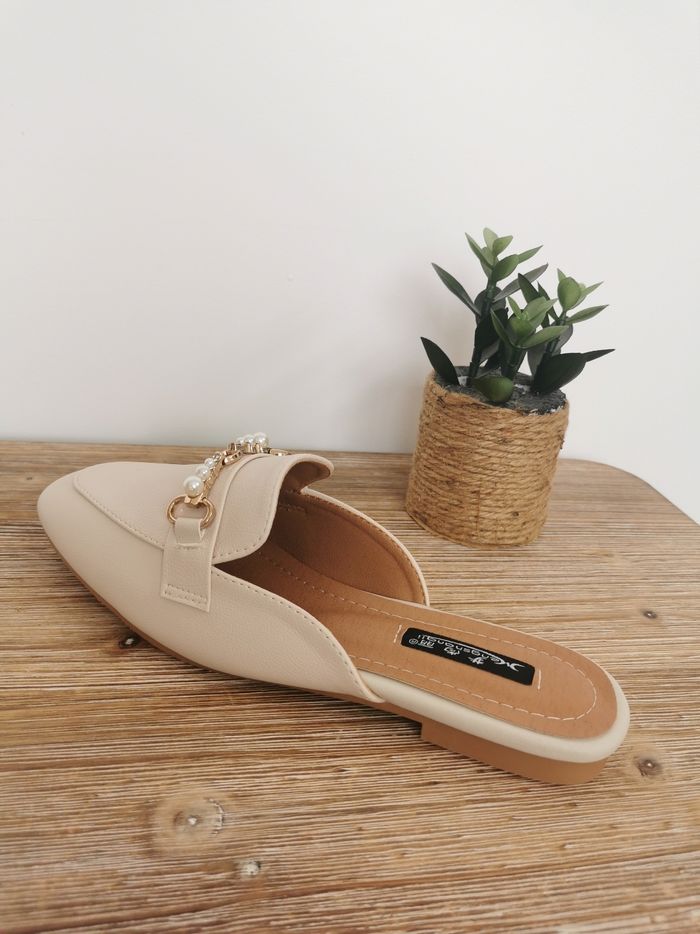 Mules à détails Perles & Strass Beige Nude Shein Pointure 38 - photo numéro 2