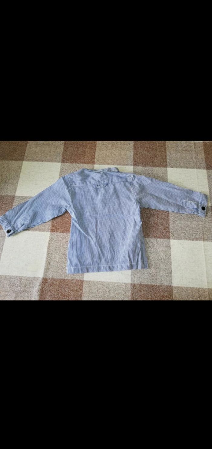 Chemise 12 mois manches longues rayé blanc/bleu - photo numéro 4